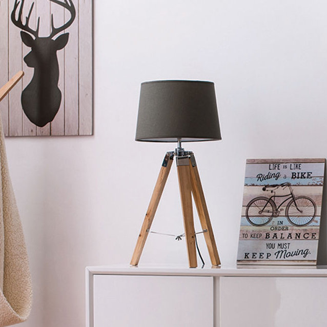 Solid Wood Tripod Lamp