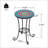 Patio Side Table With Shelf,Blue+Black