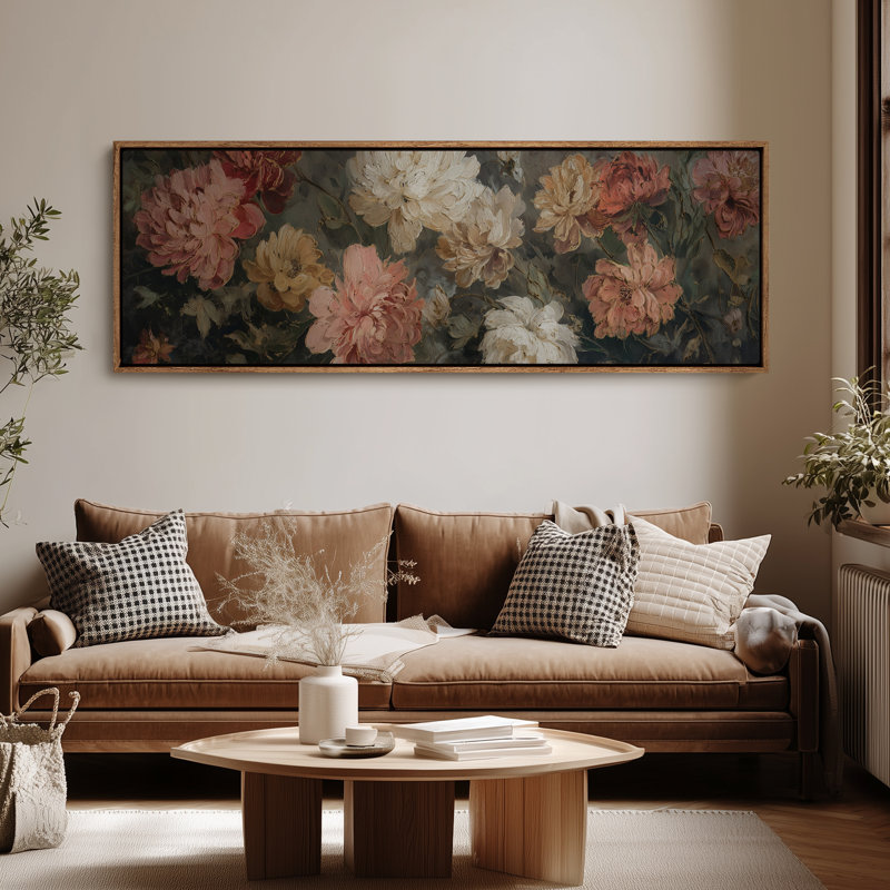 «Chrysanthemum Bloom Garden», art mural pour chambre à coucher, H 20 po x l 60 po, Naturel