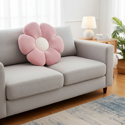 Coussin de plancher en forme de fleur de marguerite rose Dusty 14,9 po