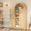 Armoire de cuisine cintrée de 71 pouces, armoire de rangement cintrée haute avec portes, étagères intérieures fixes et étagères de porte réglables-1542491227