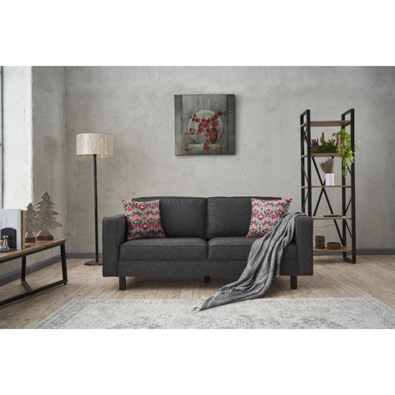 Causeuse rembourrée 70,9 po Bre, Mélange de polyester gris foncé