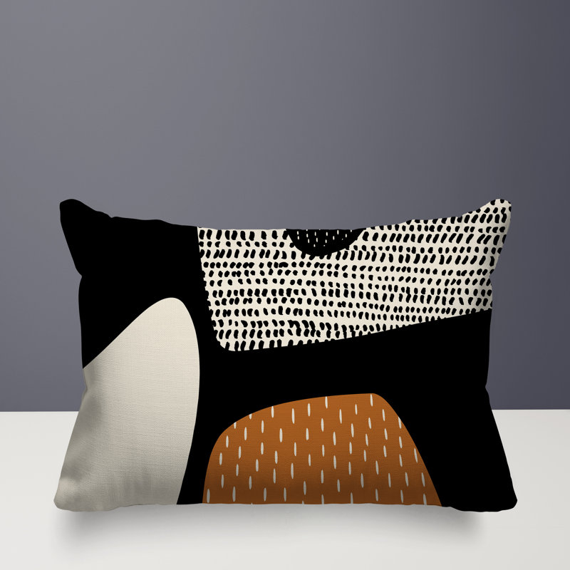 Coussin lombaire réversible intérieur / extérieur Vikka, H 14 po x l 20 po, Burnt Orange/Black/Off-White