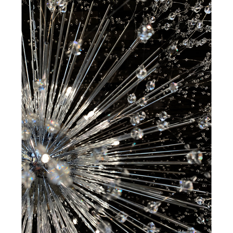 Lustre en cristal Luxe Starburst, Argent, 32", 16 lumières