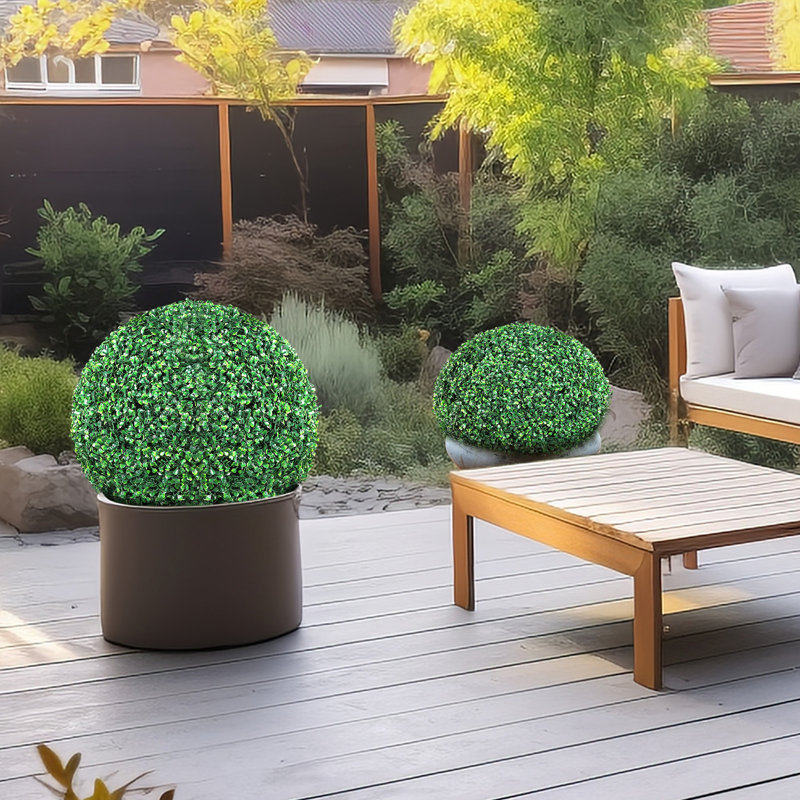 2 - Piece Artificial Boxwood Topiary in Set, 20" H x 20" W x 20" D