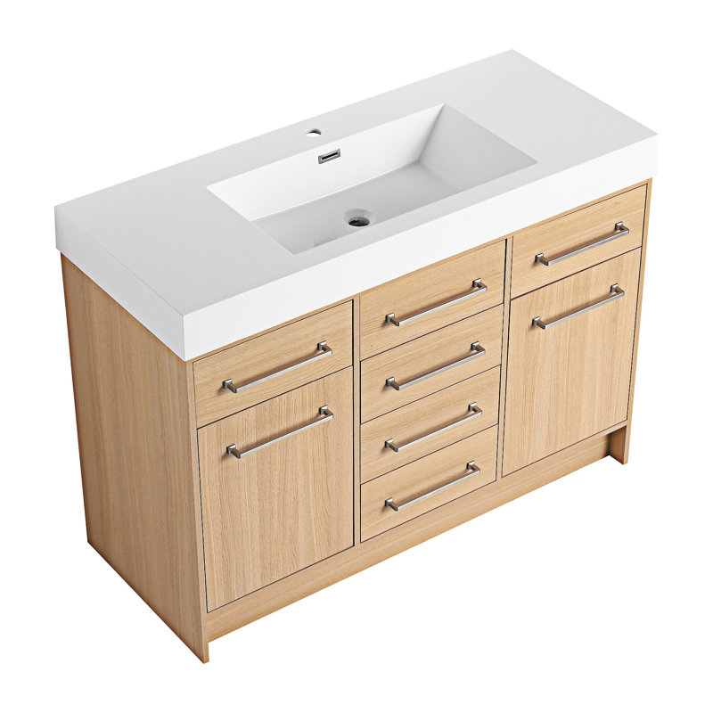 Meuble-lavabo autoportant avec lavabo en résine