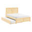 Structure de lit contemporaine, lit double, bois de pin et lit gigogne, finition bois, lattes