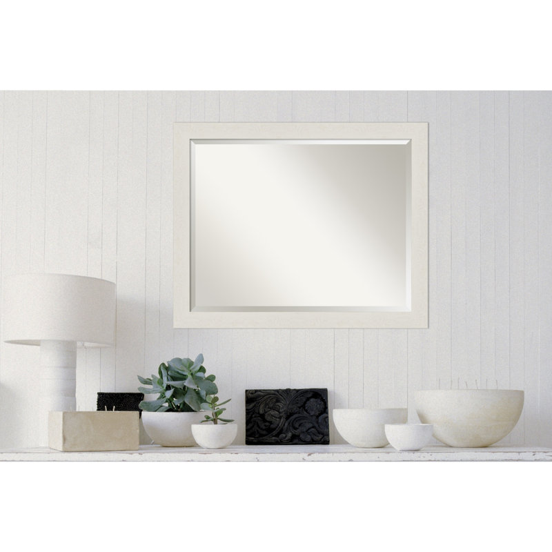 Akhia Narrow Beveled Wall Mirror, 25" x 31", Rustic Plank Gray