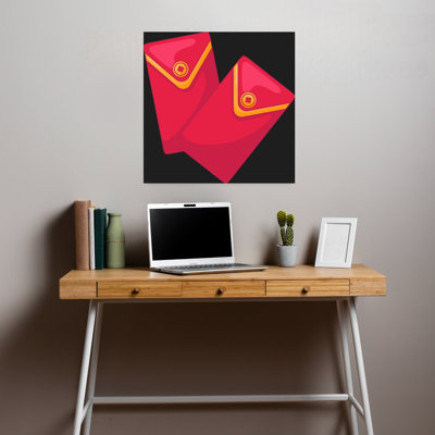 Red Lucky Envelopes Traditional Abstract Wall Art