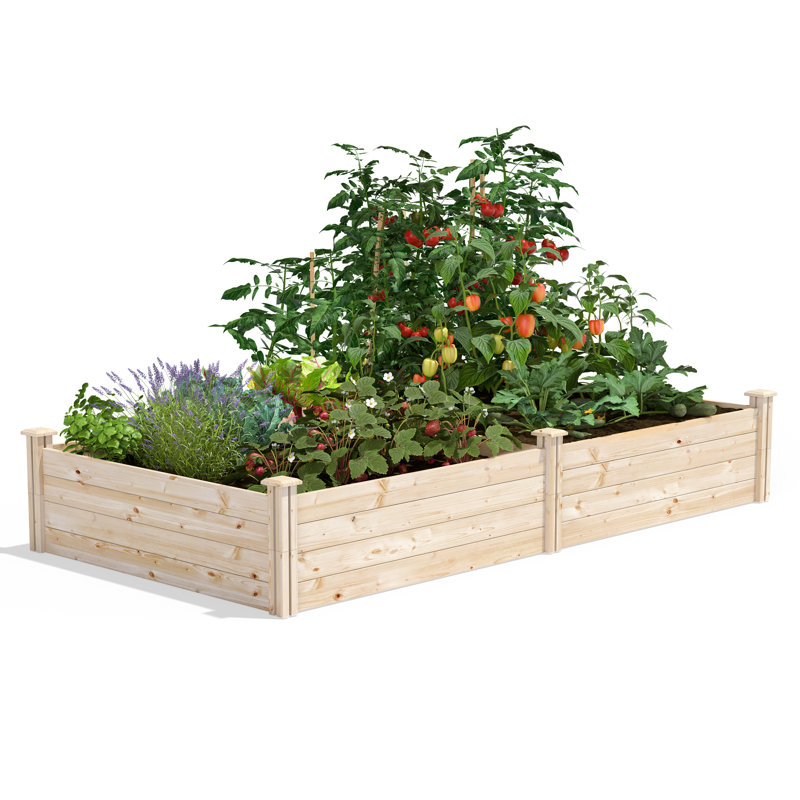 Katsuyoshi Wood Raised Garden Bed, 7" H x 96" W x 24" D, Pine