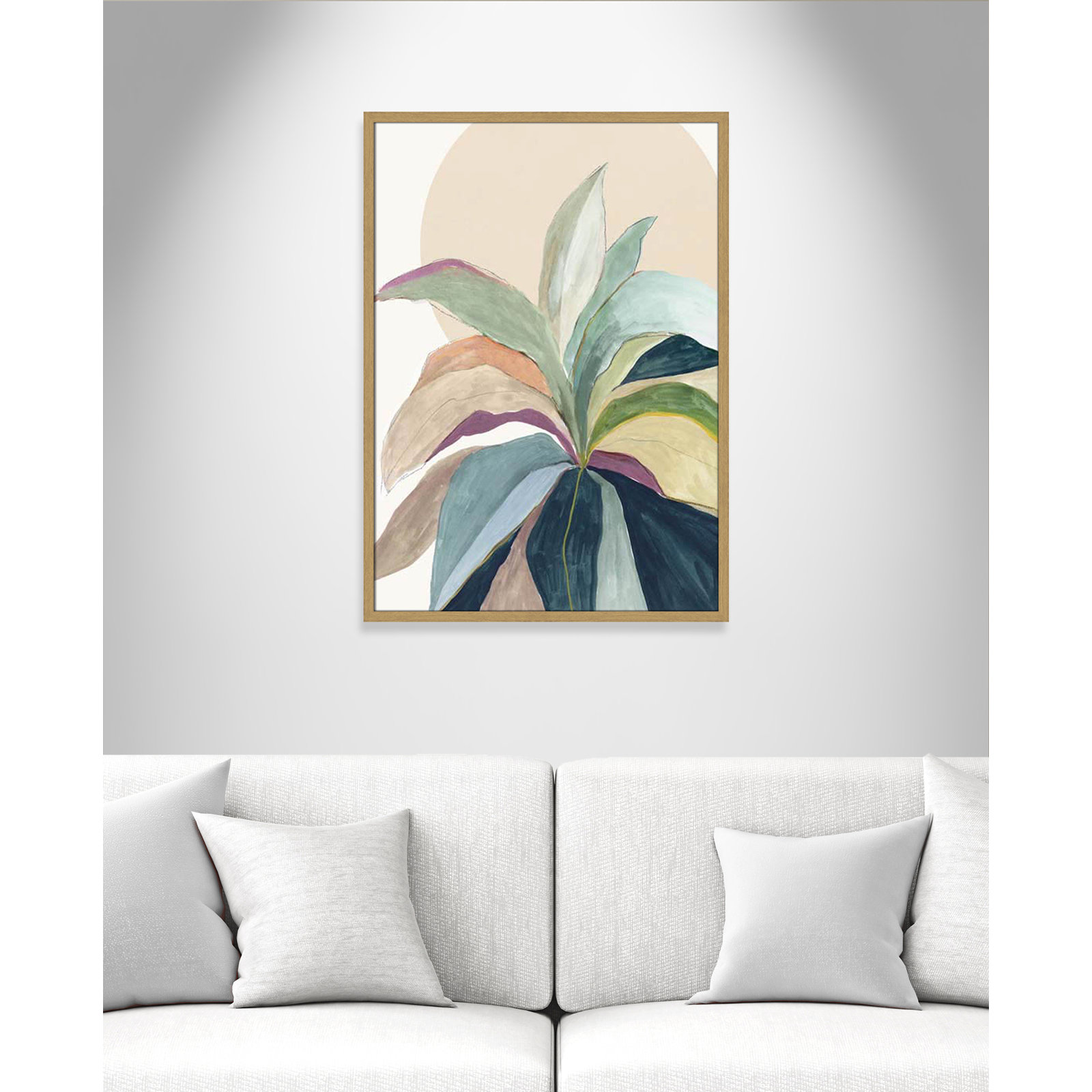 Sunny Bright Leaves II by Asia Jensen, 35.5" H x 25.5" W x 0.75" D, Natural Slim Unmatted Picture Framed