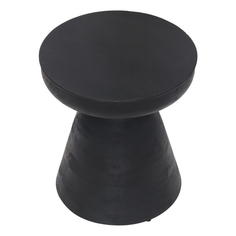 Table de bout ronde 18 po en bois massif noir