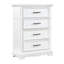 White Finish Elegant 4-Drawer Chest Storage Solid Wood Bedroom Furniture 1pc Vertical Drawers Cabinet