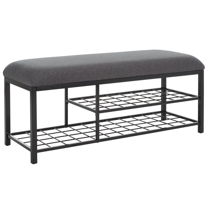Edmea Polyester Upholstered Storage Bench, Dark Gray