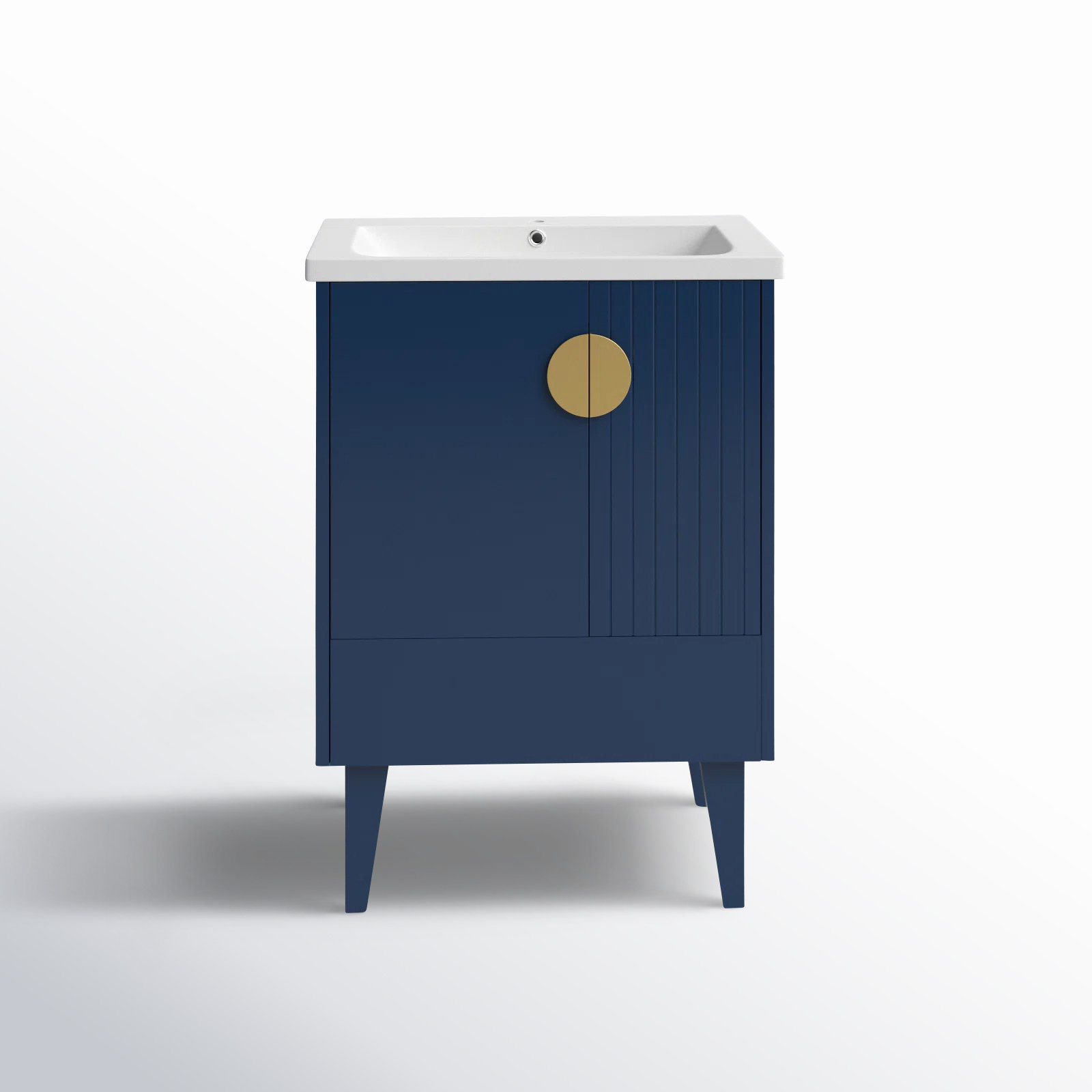 Saimah 24'' Single Bathroom Vanity, Navy Blue, Satin Brass