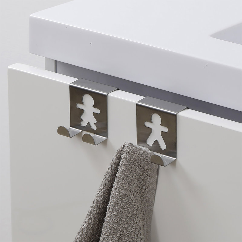 2 crochets doubles pour porte d'armoire - Design homme femme - chrome, Chrome