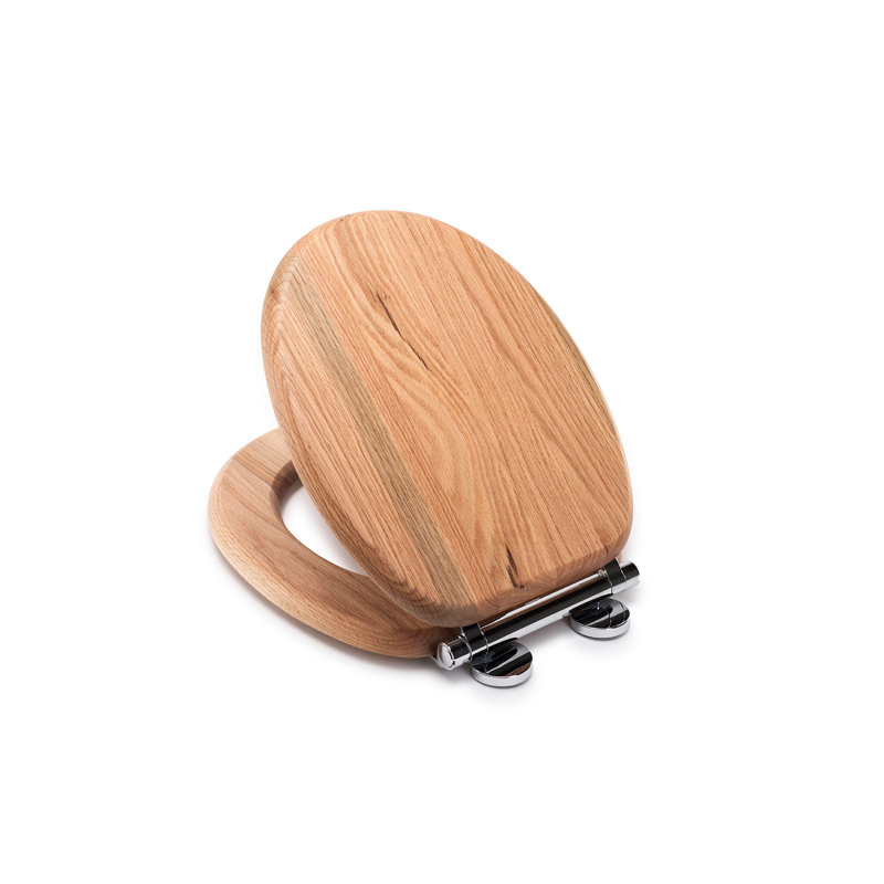 Solid Oak Soft Close Toilet Seat, Flexi-Fix Hinges (Rutland)