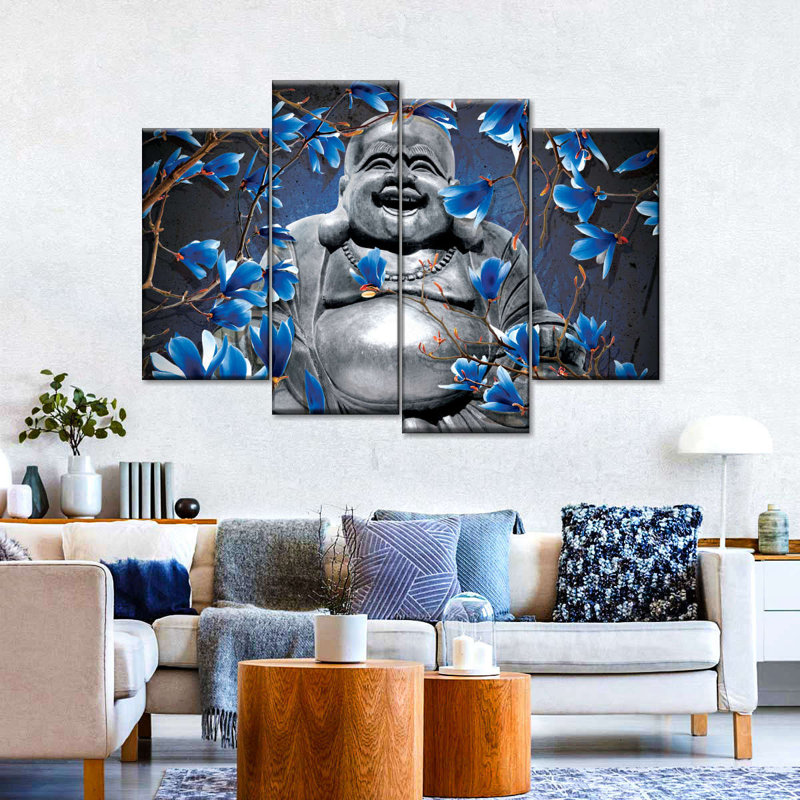 «Buddha Fat Buddha», ensemble de 4 impressions sur toile par NirvanaDesigns, H 22 po x l 36 po