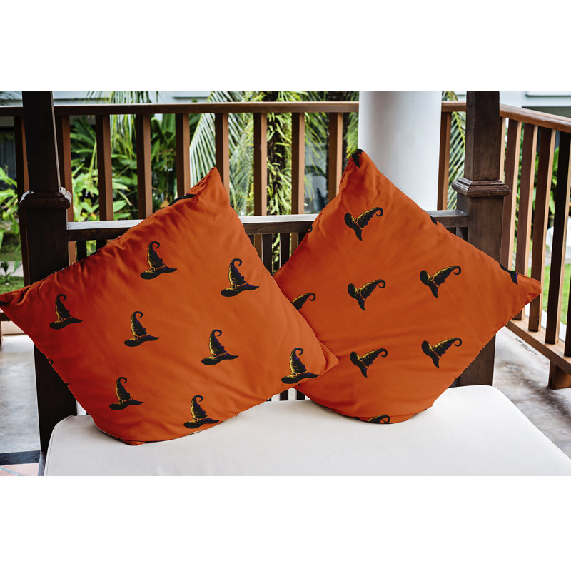 Outdoor Reversible Throw Pillow, 20" H x 20" W x 7" D, Orange