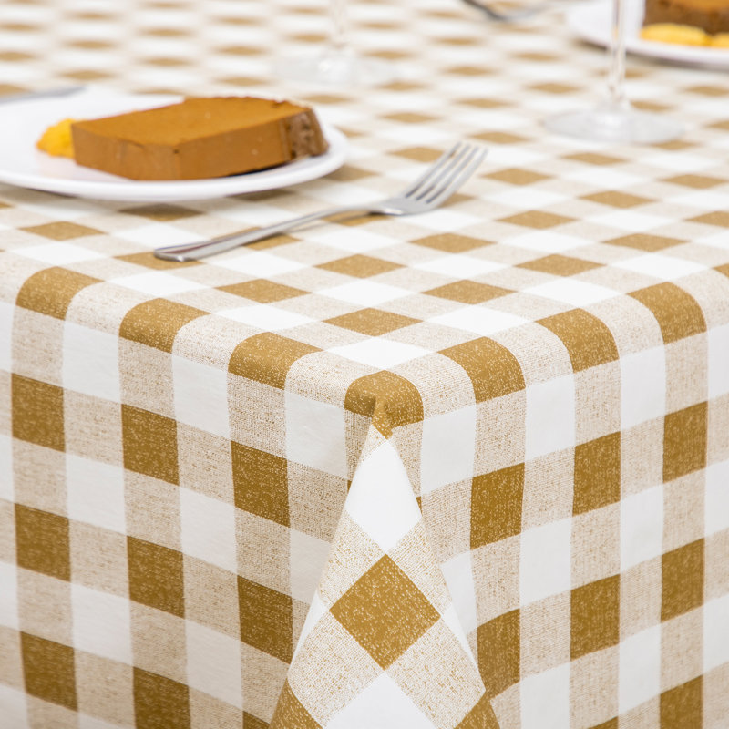 Nappe rectangulaire imperméable en vinyle à carreaux avec envers en flanelle, pour intérieur et extérieur, 132 x 178 cm, jaune