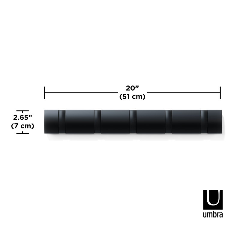 Black 5-Hook Wall Mounted Coat Rack with Retractable Hooks