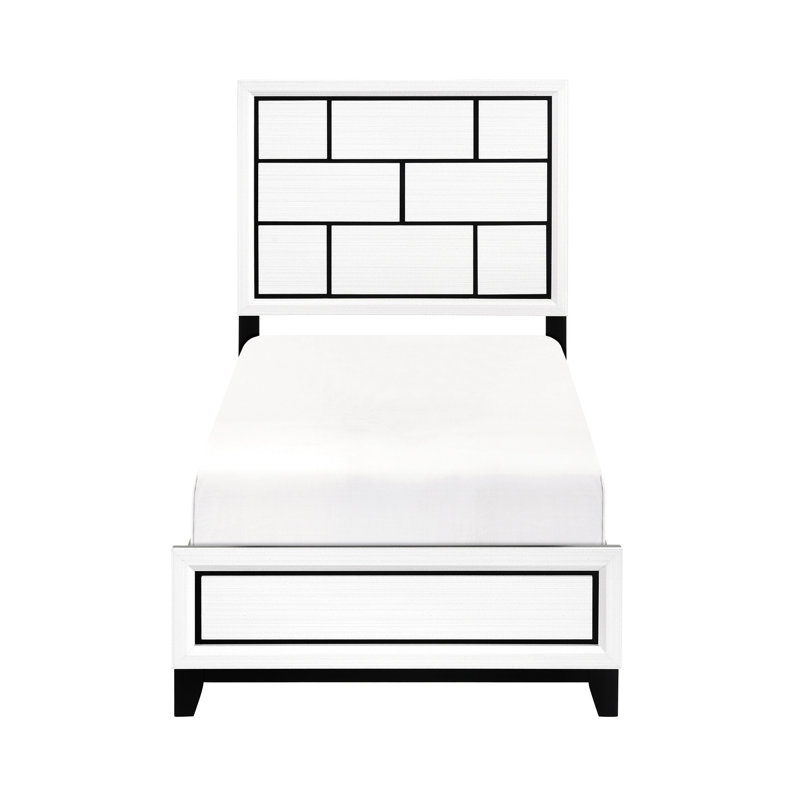 Mobilier de chambre simple avec placage blanc, mobilier moderne contemporain et ligne noire, garniture de finition de style