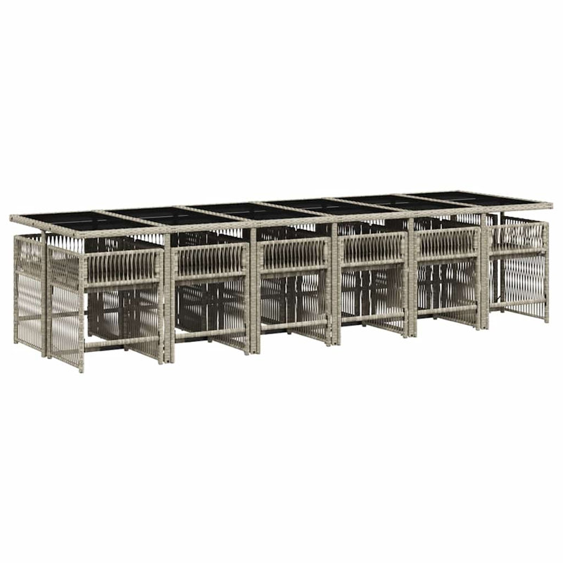 Patio Dining Set Table,, Black, 73cm H x 330cm W x 106cm D, Light Grey