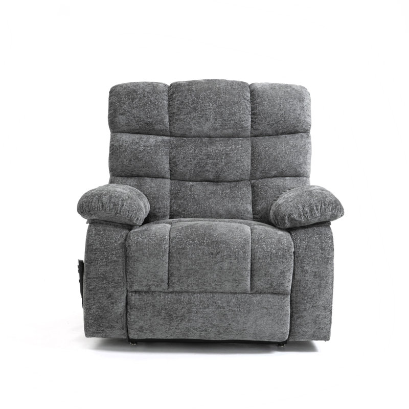 Olda Upholstered Lift Assist Power Recliner, Gray Chenille