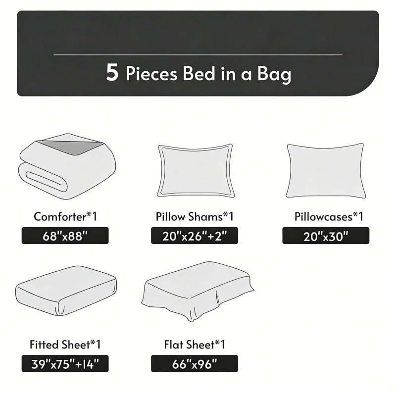 5 Piece Twin Reversible Comforter Set Burnt Orange Camel, Orange Abstract