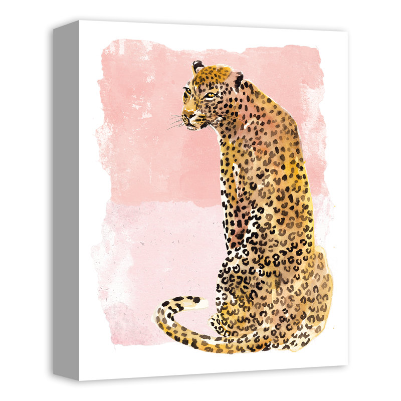 «Watercolor Leopard on Two Tone Blush», reproduction d'art sur toile, H 14 po x l 11 po x P 1,25 po