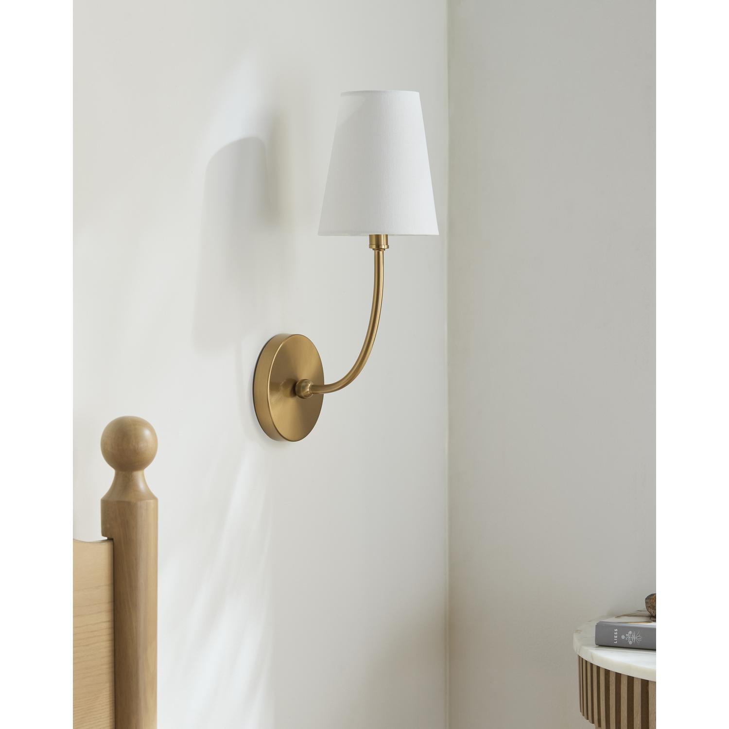 Hatchie Single Light Armed Sconce, Brass