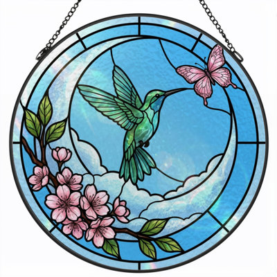 Vitrail de vitrail papillon 7,8 "Hummingbird