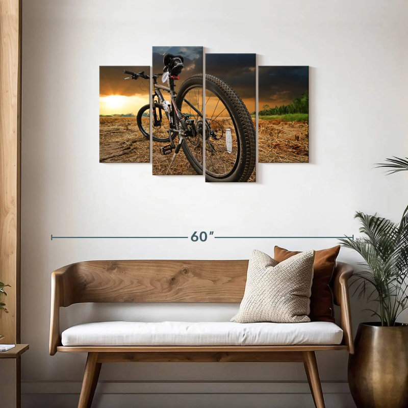 Coucher de soleil Mehar au-dessus d'un vélo, H 27 po x l 43 po