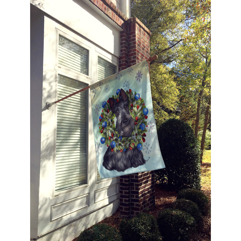 Drapeau de maison Hvidovre Sheltie Halloween en polyester à 2 faces 3 x 2 pi, Scottie flocon de neige de Noël