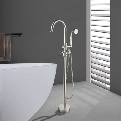45-1/4 In. 2-Handle Freestanding Tub Faucet With Hand Shower Head In