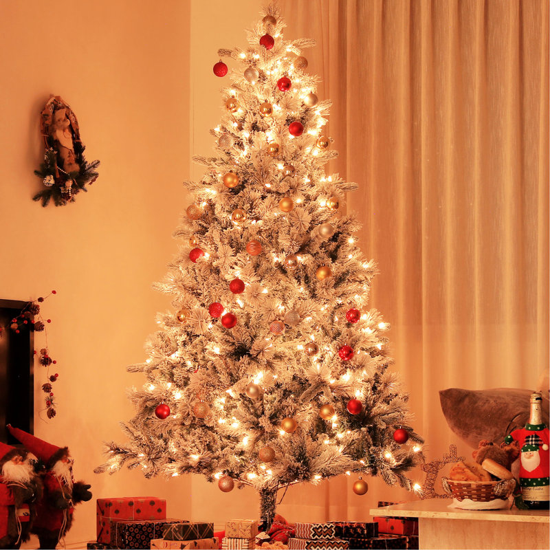 Arbre enneigé 500 pi 500 lumières 500 pi, 1530 pointes, support en métal, pour bureau clair, pi de Noël, base stable