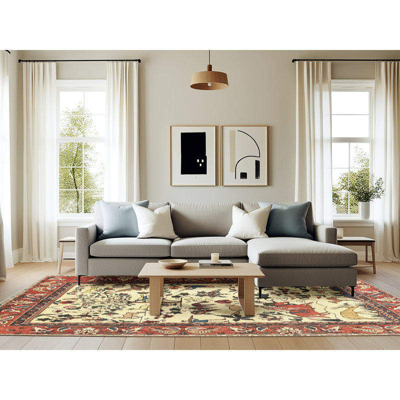 Tapis oriental beige, Rectangle 6 pi x 9 pi