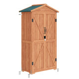 Outdoor Lockable 3 ft. W x 2 ft. D Solid Wood Vertical Storage Shed