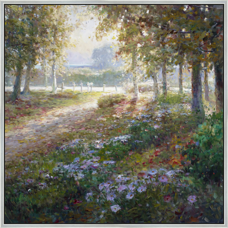 Autumn Morning Walk Print, Silver, 38" H x 38" W