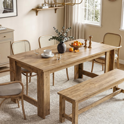 70.8" L Farmhouse Dining Table for 6-8,  Large Dining Room Table with Sturdy Panel Legs for Living Room