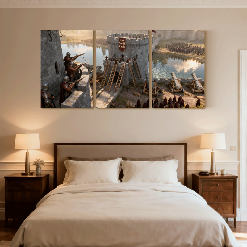 Ensemble de 3 reproductions d'art sur toile Mid-Century, H 24 po x l 48 po