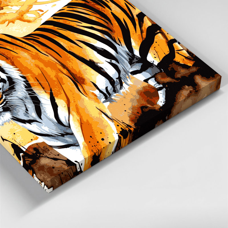 Big Cats Golden Tabby Tiger Beige Canvas Wall Art, 11" H x 14" W