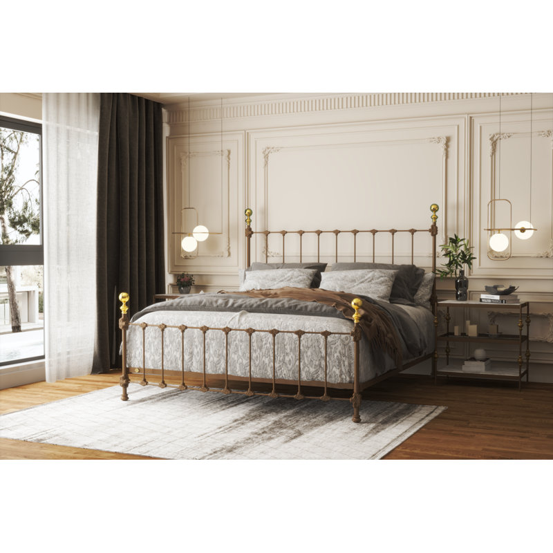 151 Palatial Bed | Complete Standard, King, Gunmetal/Antique Gold