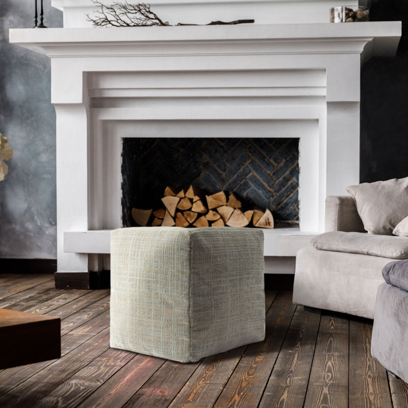 Schrick Luxe Modern Farmhouse Velvet Upholstered Pouf Ottoman, Taupe Polyester/Acrylic