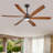 6 Blade Walnut Finish Solid Wood Ceiling Fan With Light-1061870776