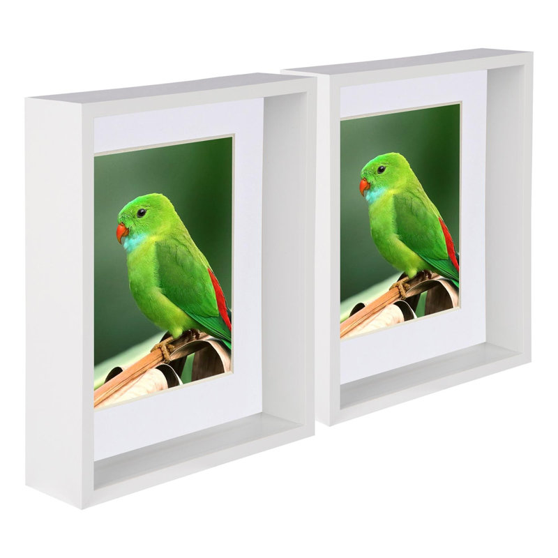 Nicola Spring - 8" x 10" 3D Deep Box Photo Frames - 5" x 7" Mount, 5" x 7", White
