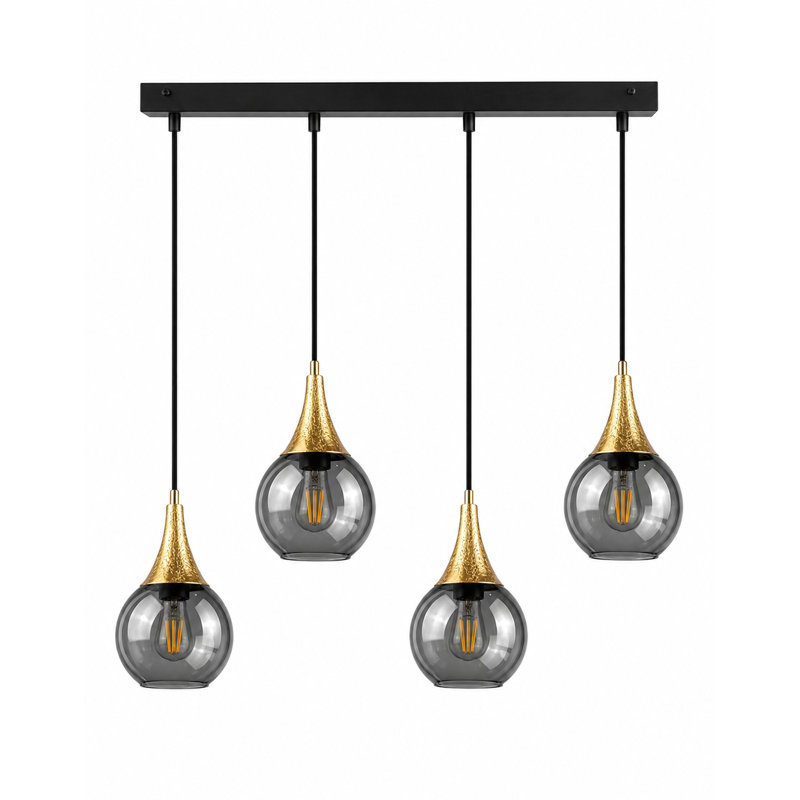 Creasy 4 - Light Kitchen Island Pendant, Black/Gold, Grey
