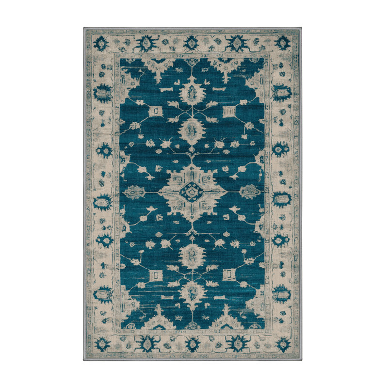 Machine Washable Overdyed Green Area Rug, Rectangle 7' x 9'