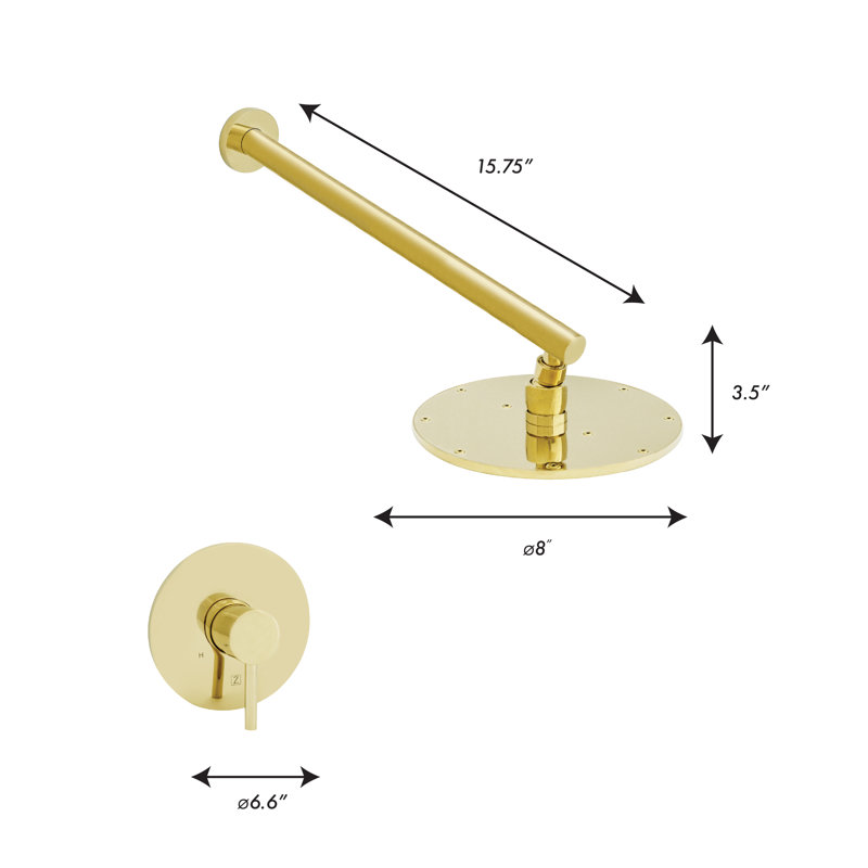 Complete Shower System with Rough-in Valve, Polished Gold