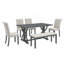 6Ppcs Retro Dining Set, Rectangular Unique Legs Dining Table With 4 Upholstered Chairs & 1 Bench For Dining Room And Kitchen-1707167638